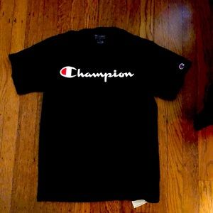 Black champion shirt, size small